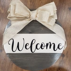 Hand made home decore. Welcome sign.